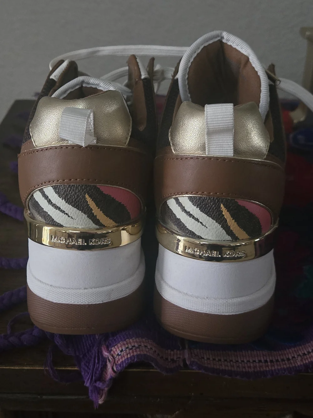 Michael Kors Brown Multicolor Platform Sneaker
